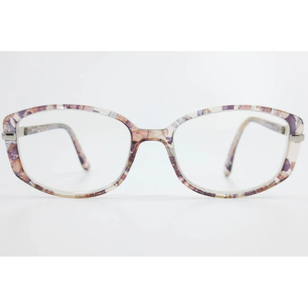 MJ MJ07620 Purple Floral Marble Eyeglass Frames Rhinestone Accents 54-17-140